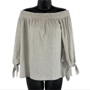 NWOT Lucky Brand Striped Off The Shoulder Smocked Top